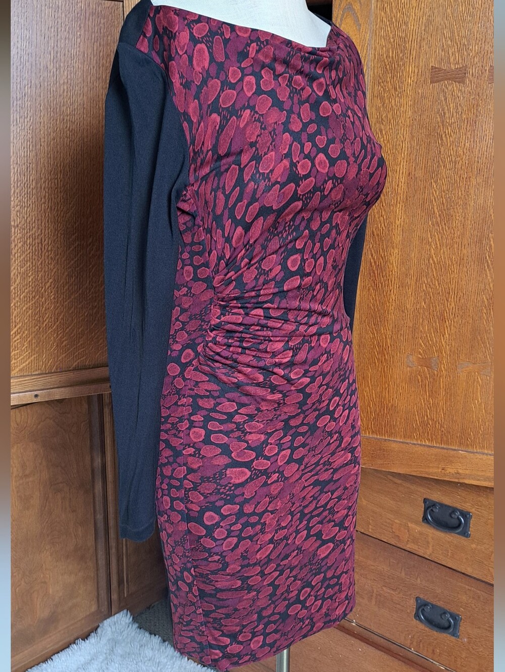 DVF Diane von Furstenberg Kirby Silk Blend Ruched Sheath Dress Sz 8 - Picture 3 of 12